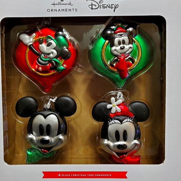 Hallmark Disney Mickey and Minnie Blown Glass Christmas Ornaments Set of… - Picture 15 of 15